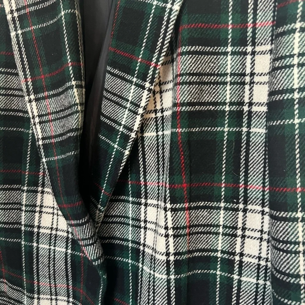 Vintage Wool Blend Tartan Blazer Green, Red, White 12